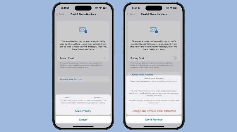 集美苹果手机维修分享苹果 iOS 18.1 支持设置“主要”邮箱地址并更改 iCloud 邮箱 